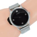 Guess Damen Herren Uhr mit Diamant W0280G1 Wafer Milanaise Silber Armband